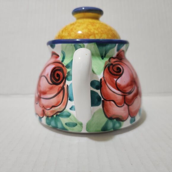 Starbucks Teapot with Lid Handpainted in Italy Colorful Floral - *FLAWS* - Picture 2 of 12